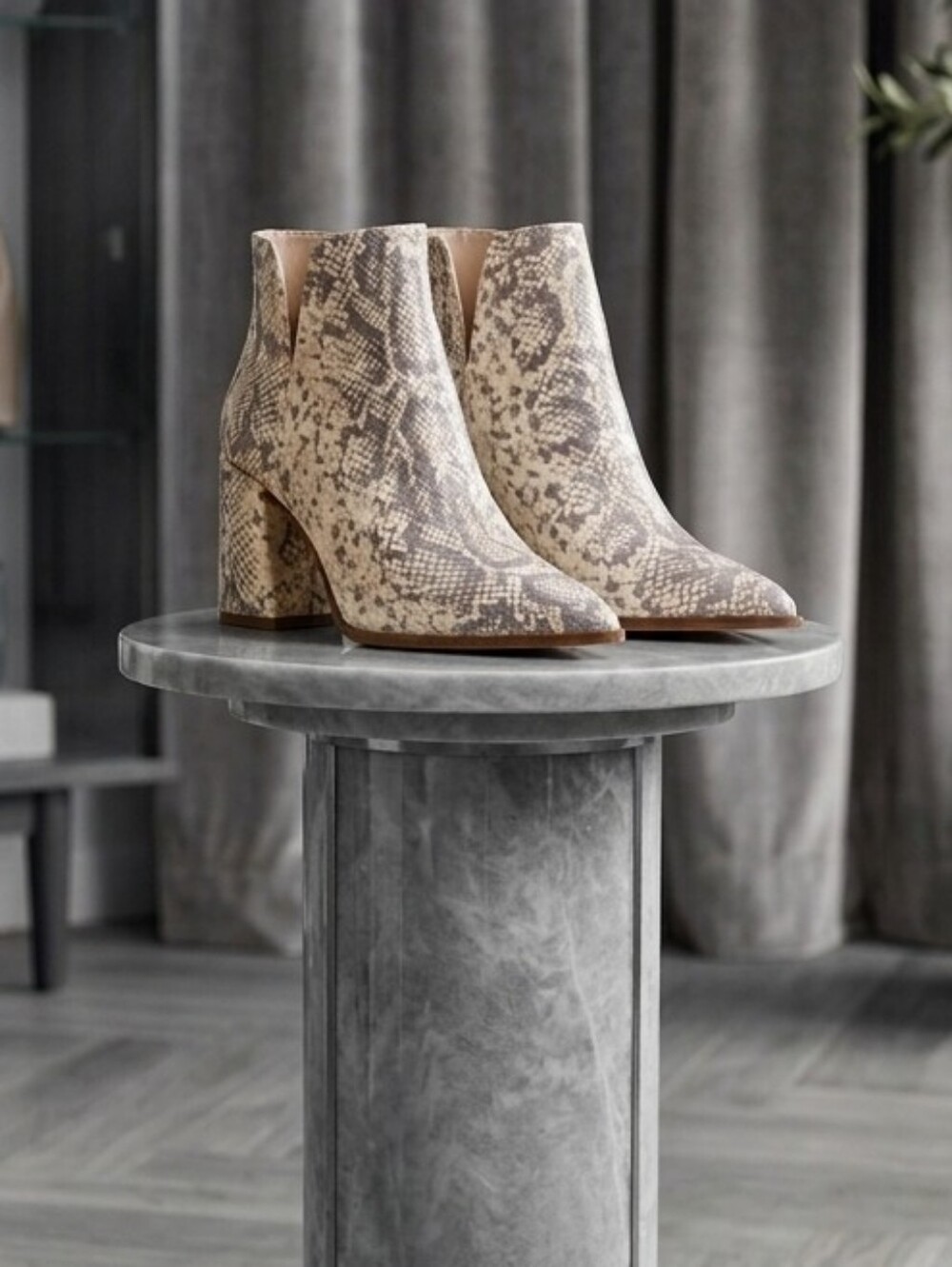 Vince Camuto Fluff Delta Snake Ankle Boots - Fluff